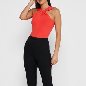 NWT Reiss Designer Sleeveless Red Twist Top